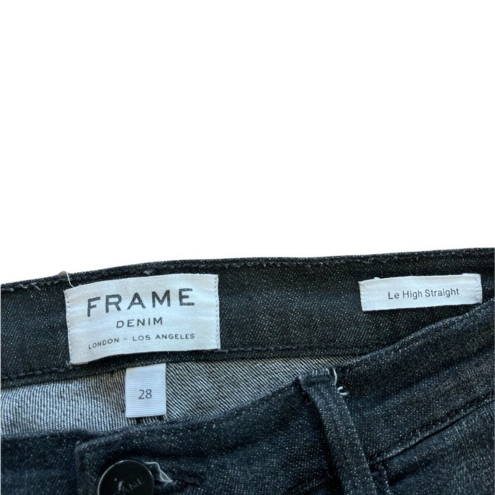 Frame Le High Straight Raw Edge Jeans Ironsides - Picture 5 of 10